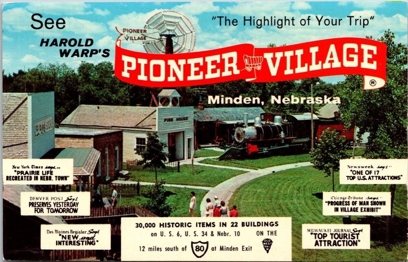 Pioneer Village Minden Nebraska NE Postcard VTG UNP Businesses Ad Vintage Unused 