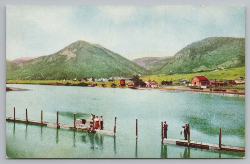 Colorado~View Across Palmer Lake~Folks on Dock~D&RG RR~Vintage Postcard 