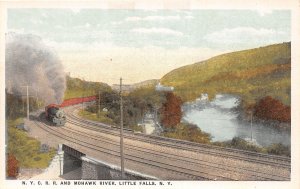 J59/ Little Falls New York Postcard c10 NYC Railroad Bridge Mohawk River 166