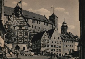 Vintage Postcard Real Photo Obere Schmiedgasse Und Burg Nurnberg Germany RPPC