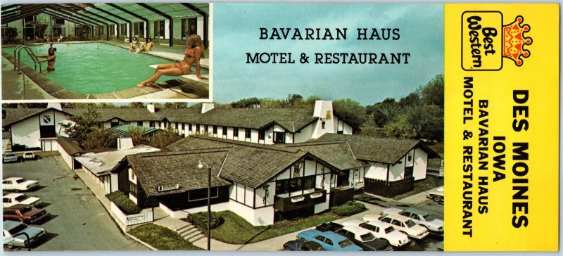 c1970s Des Moines IA Best Western Motel Bavarian Haus Hwy Map Oversized 9 PC 3R