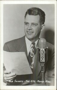 Radio Personality Bob Swartz KHQ Money Man Microphone Spokane? RPPC