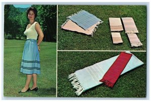 Gatlinburg TN, Smoky Mountain Handweavers Handwoven Girl Skirt Vintage Postcard