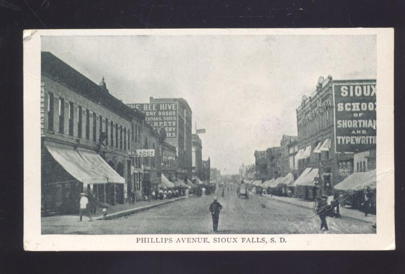 SIOUX FALLS SOUTH DAKOTA PHILLIPS AVENUE DOWNTOWN STREET SCENE POSTCARD SD