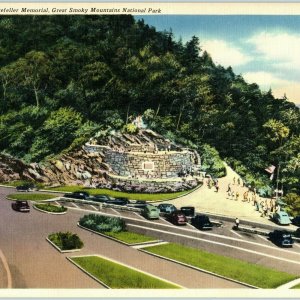 c1940s Tennessee Post Card 11x7 Newfound Gap Rockefeller Memorial Smoky Mts 5K