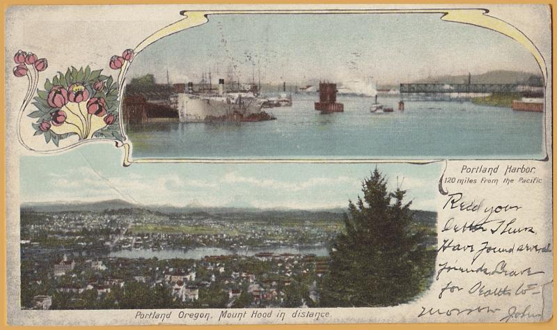 Portland, Oregon - Portland Harbor & Mt. Hood - 1906