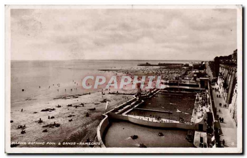 Old Postcard Great Britain Marina Bathing pool and Ramsgate Sands