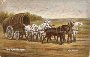 Rosa Bonheur. Horses. The Waggon Team  Old vintage English art postcard