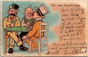 VTG Postcard We Can Teach You Cards Poker Humor 1906 Port Chester New York 1276