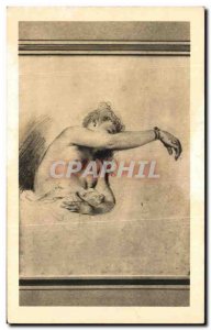 Old Postcard A Watteau Young naked woman Louvre Museum