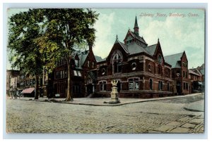 1910 Library Danbury, Connecticut CT Posted Antique Postcard 