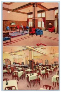 Rock Island Illinois Postcard Hotel Como Interior Restaurant Lobby c1940 Vintage