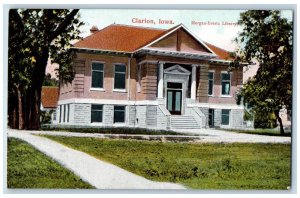 Clarion Iowa IA Postcard Morgan-Everts Library Building Exterior c1910s Antique