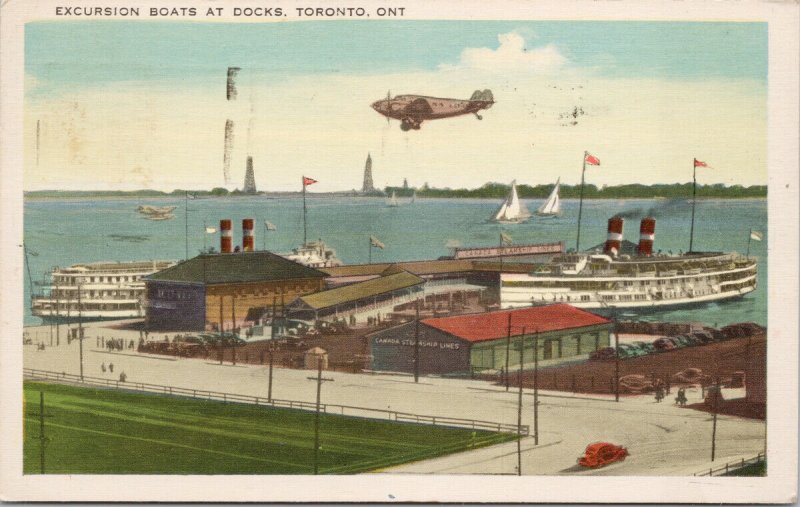 Excursion Boats at Docks Toronto Ontario c1941 Postcard F23