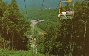 Gatlinburg Tennessee, Double Chair on Mt. Harrison Ski Resort, Vintage Postcard