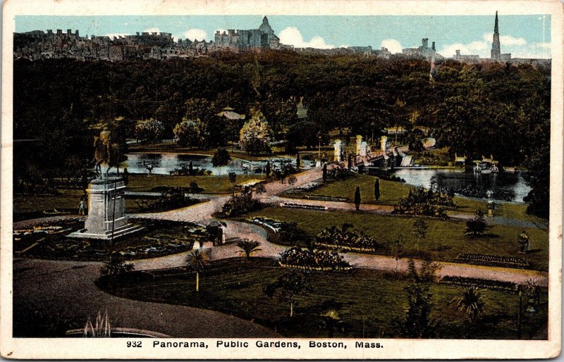 Panorama Public Gardens Boston Mass Massachusetts Ma Pm Unposted Postcard 