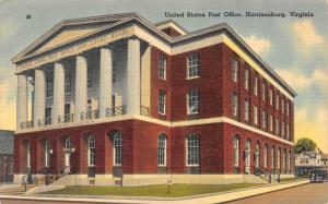 HARRISONBURG, VA Virginia     POST OFFICE    1940 Tichnor Linen Postcard