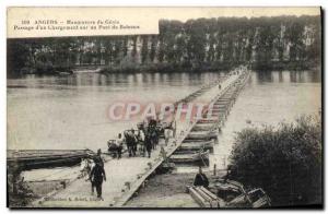 Old Postcard Militaria Angers Maneuvers Genie Passage of & # 39un load on a b...