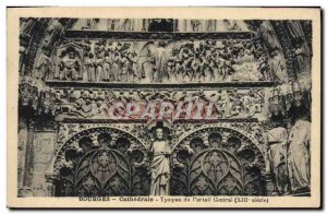 Old Postcard Bourges Cathedral Eardrum From Central Portal