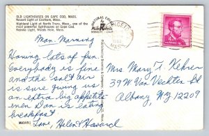 Old Lighthouses of Cape Cod  Massachusetts   Postcard
