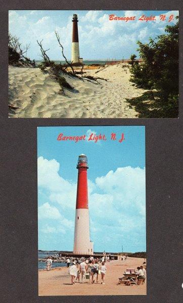 NJ Lot 2 Barnegat Lighthouse Light NEW JERSEY Postcards Carte Postale