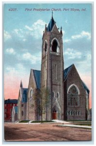 c1910s First Presbyterian Church Exterior Roadside Fort Wayne IN Posted Postcard 