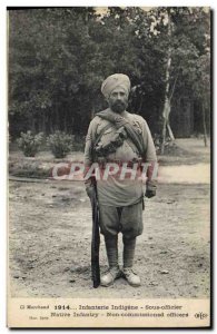 Postcard Old Army Infantry native India Sub officer