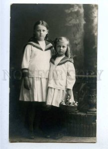 187952 RUSSIA Sister GRANSTREM Sailor Dress Vintage REAL PHOTO
