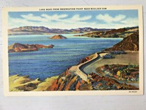 Vintage Postcard 1936 Lake Meade Observation Point Boulder Dam Nevada