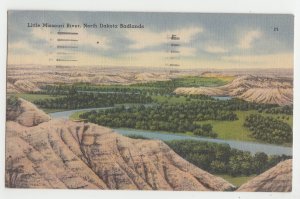 P2801, 1953 postcard the badlands little missouri river north dakota view