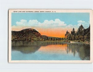 Postcard Echo Lake and Cathedral Ledge North Conway New Hampshire USA