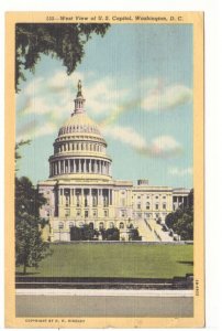 US Capitol, Washington DC, Vintage 1949 Reynolds Linen Postcard