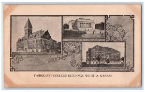 1908 Fairmount College Buildings Wichita Kansas KS Multiview Postcard