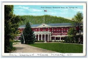 Hot Springs Virginia Postcard Front Entrance Homestead Hotel Field c1920 Vintage