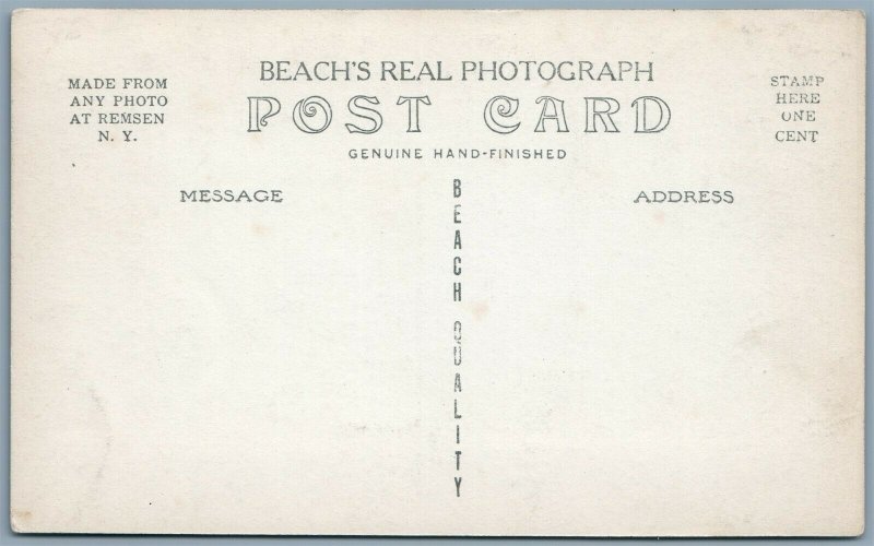 CARTHAGE NY ANTIQUE REAL PHOTO POSTCARD RPPC by BEACH trolley montage collage