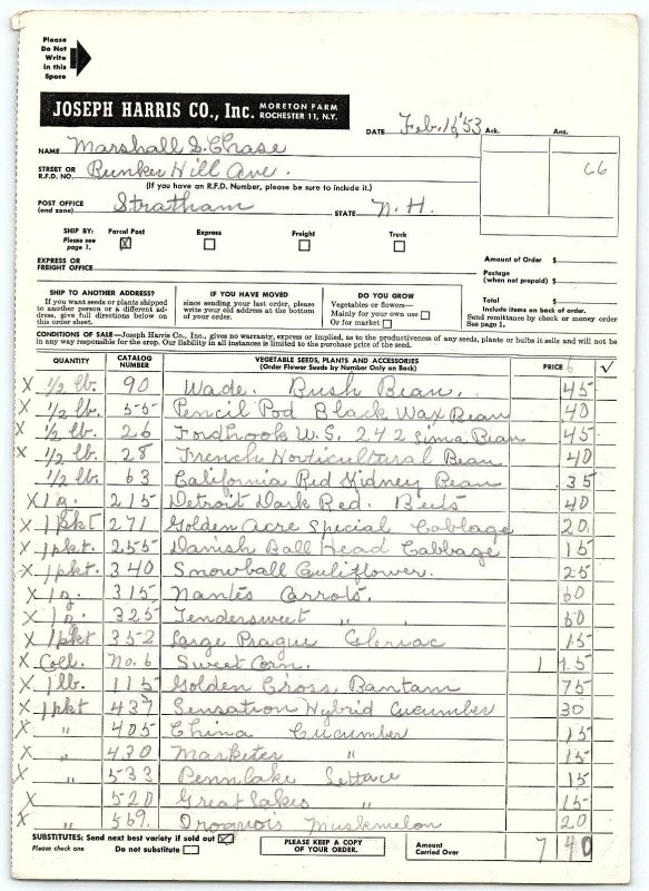 1953 JOSEPH HARRIS CO MORETON FARM ROCHESTER NY GARDEN SEEN ORDER FORM Z5541