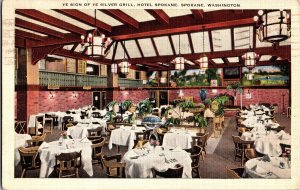 Ye Sign of Ye Silver Grill, Hotel Spokane Spokane WA c1941 Vintage Postcard L56