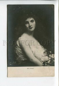 3176143 BELLE Woman SPRING Flowers  by Angelo ASTI Vintage Card