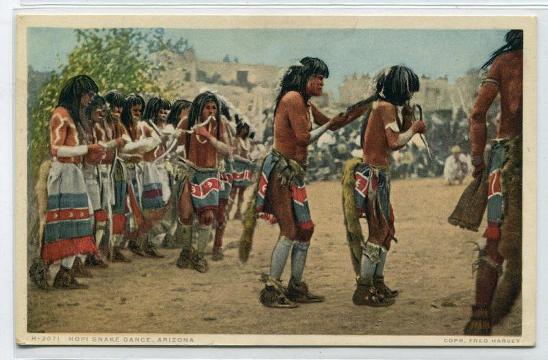 Hopi Native American Indian Snake Dance Arizona 1910s Fred Harvey postcard