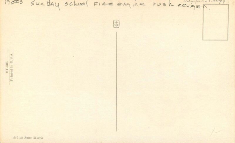 1950s Sunday School fire engine Rush Religion ST-583 Postcard 22-8681