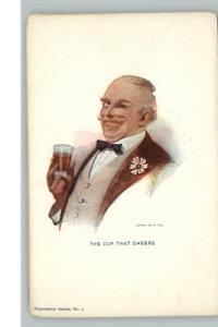 Distinguised Old Man Drinking \Cup That Cheers\ c1905