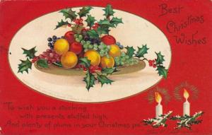 Christmas Greeting  Platter of Fruit - Ellen Clapsaddle - 