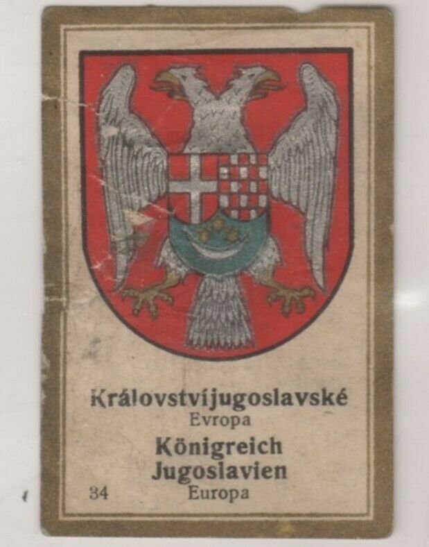 Rueger Chocolates Vignette Trade Cards National Coats of Arms- Yugoslavia #34