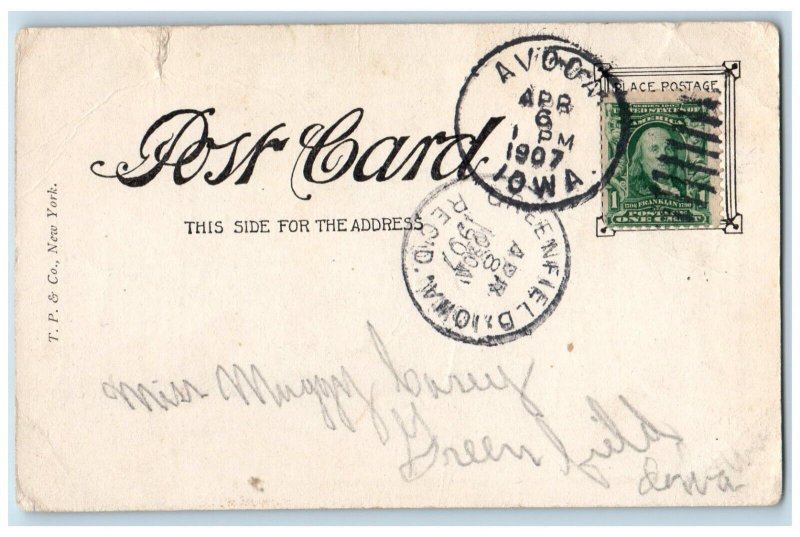 Myer Artist Signed Postcard Ugly Old Girl Avoca Iowa IA 1907 Posted Antique