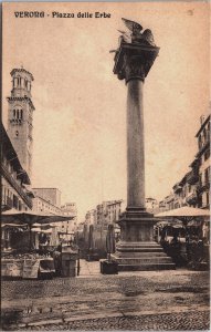 Italy Verona Piazza delle Erbe Vintage Postcard C184