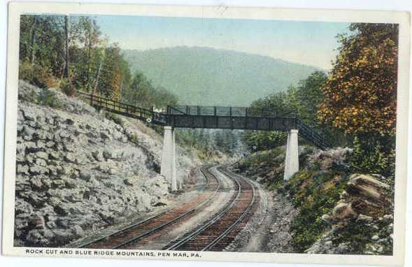 W/B Rock Cut & Bridge over RR Tracks Pen-Mar PA 1923