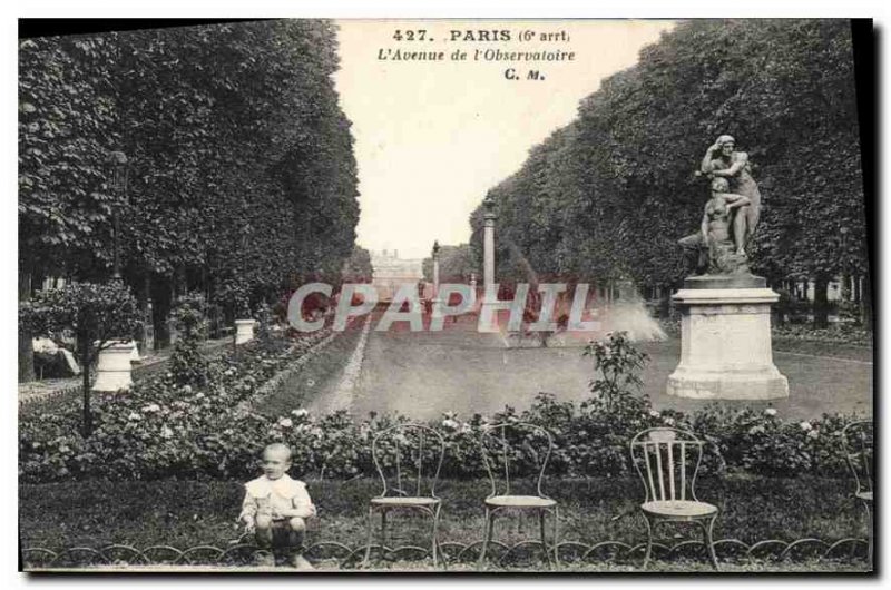 Postcard Old Paris 6th Avenue stop of the Observatory