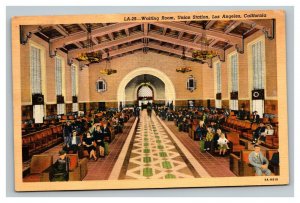 Vintage 1939 Postcard Waiting Room in Union Train Station Los Angeles California