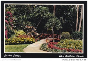 Footbridge Over Reflective Pool at Sunken Gardens St Petersburg Florida