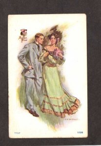 Lovers Fancy Dress Sweet Peas J V McFall Artist Signed Postcard